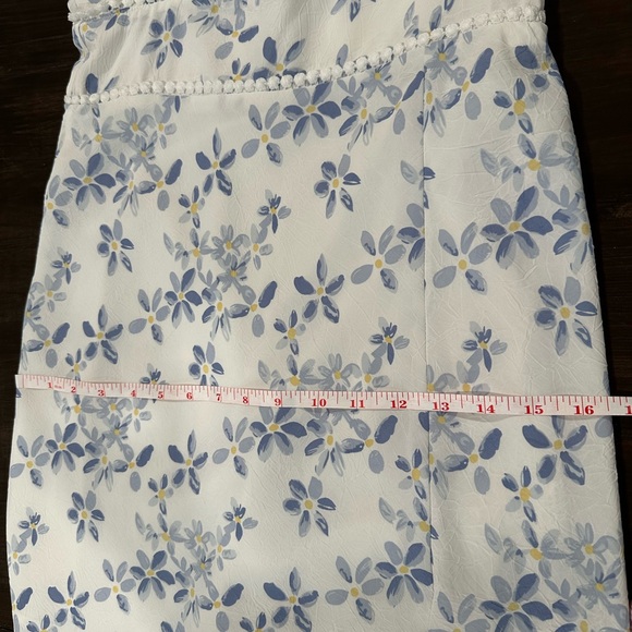 White Floral Midi Dress Size Small Side Slit Cottagecore Garden Girl Fairy - Picture 9 of 11